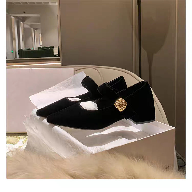 Damen modische Ballerinas mit elegantem Riemchen und luxuriöser Schnalle R&B