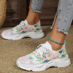 Damen Sportliche Sneaker mit floralem Muster und atmungsaktivem Obermaterial R&B