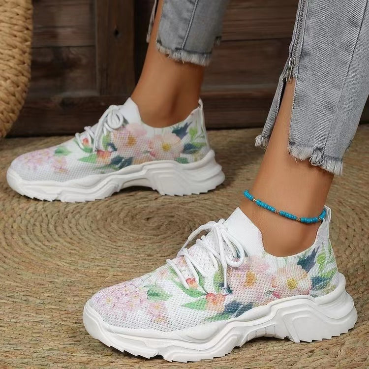 Damen Sportliche Sneaker mit floralem Muster und atmungsaktivem Obermaterial R&B