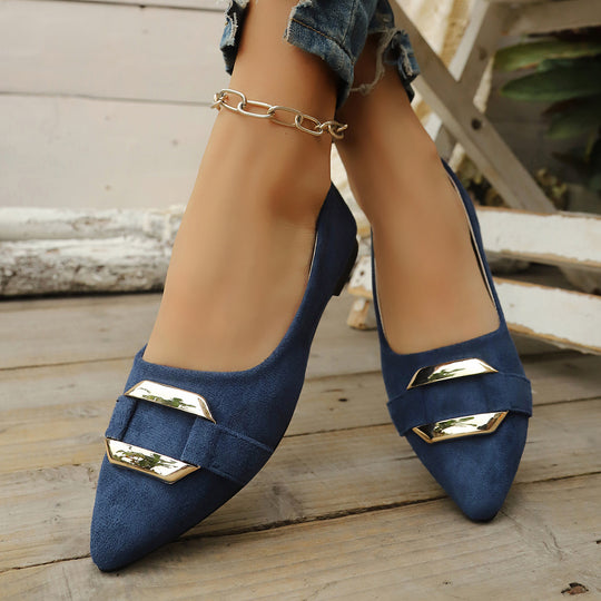 Damen Elegante Ballerinas mit modischem Schnallen-Design R&B