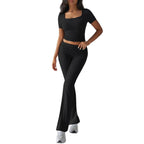 Damen Sportliches Oberteil mit hohen Taillenleggings aktivem Set R&B