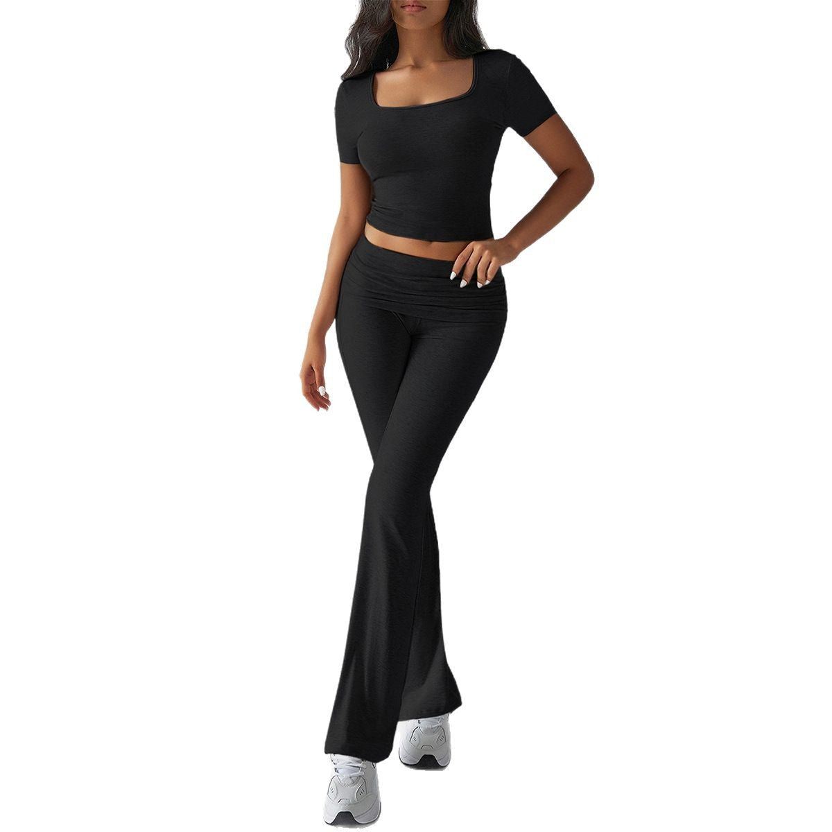 Damen Sportliches Oberteil mit hohen Taillenleggings aktivem Set R&B