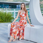 Damen Maxikleid mit floralem Schnitt und eleganter Taillierung R&B