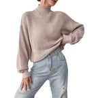 Damen Grobstrickpullover mit Rollkragen und lässigem Schnitt R&B