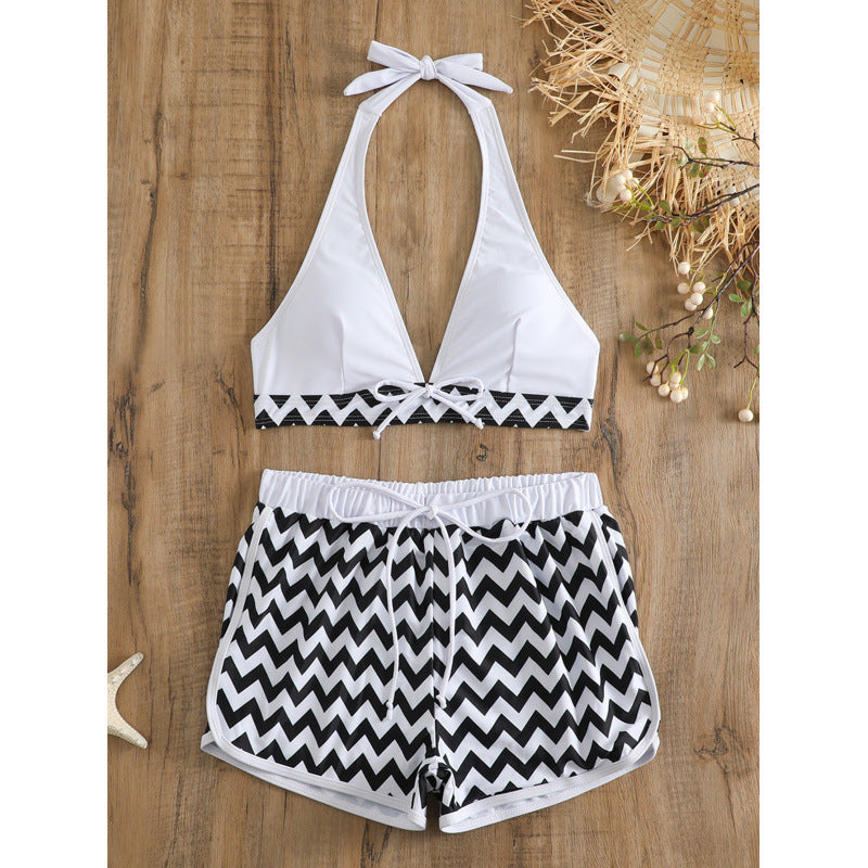 Damen Bikini-Set mit hochwertigem Chevron-Muster und verstellbaren Trägern R&B