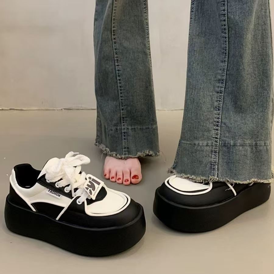 Damen modische Plateau Sneakers mit eleganten Ziernähten und dämpfender Sohle R&B