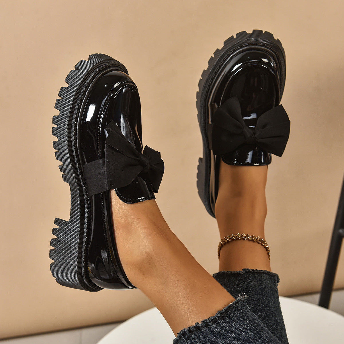 Damen modische Ballerinas mit dekorativer Schleifenverzierung und rutschfester Sohle R&B