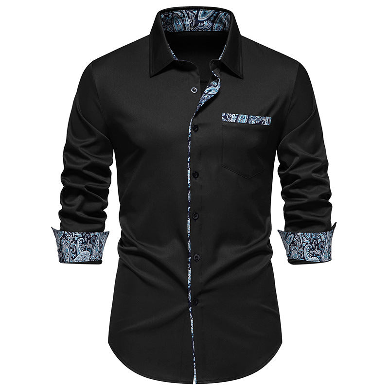 Herren elegantes Langarmhemd mit Leopardenmuster R&B