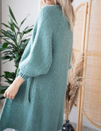 Damen Oversized Strickmantel mit lässigem V-Ausschnitt und luftiger Maschenstruktur R&B