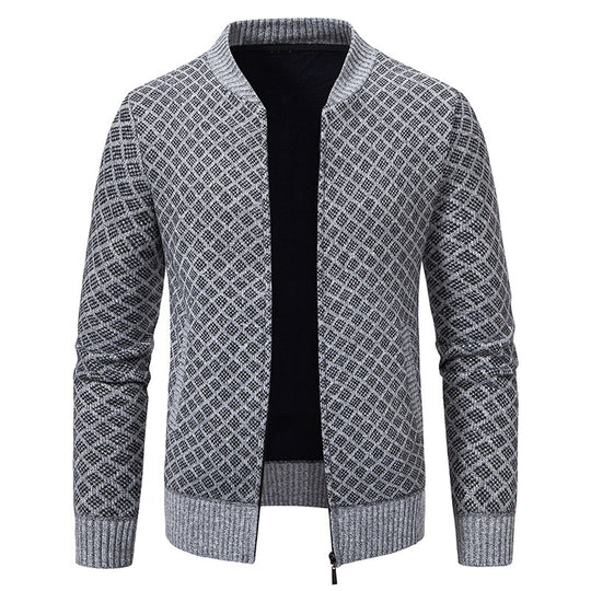 Herren Strickjacke mit modernem Zippverschluss und strukturiertem Design R&B