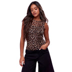 Damen Verspieltes Oberteil mit Leopardenmuster und figurbetontem Schnitt R&B