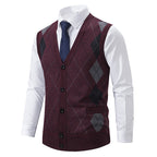Herren elegante Strickjacke mit Rautenmuster und praktischen Taschen R&B