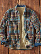 Herren Fleecegefütterte Flanelljacke mit Karomuster R&B