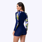 Damen Surfanzug mit langem Arm und farbenfrohem Floraldesign R&B