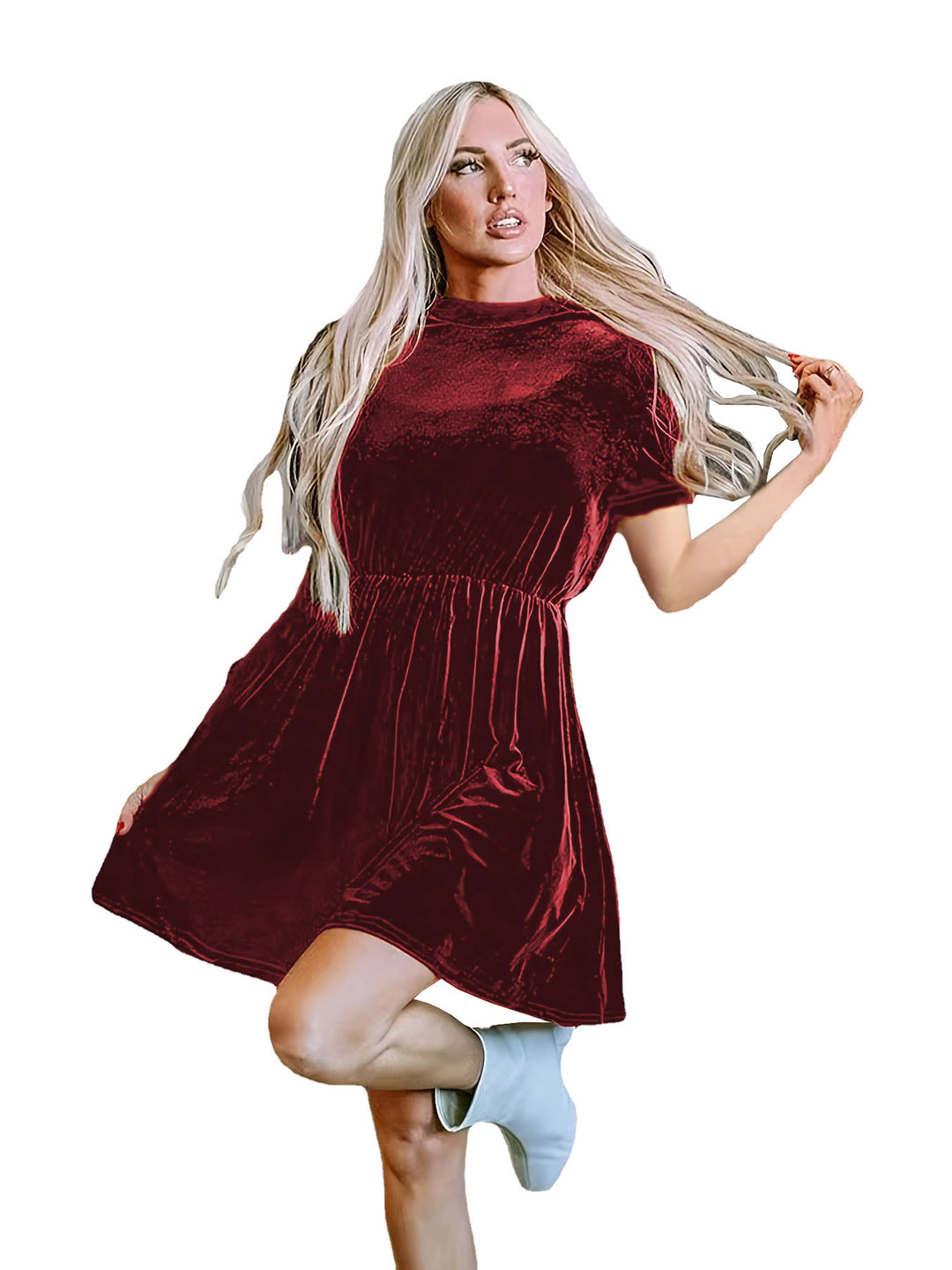 R&B | Einfarbiges Samtkleid