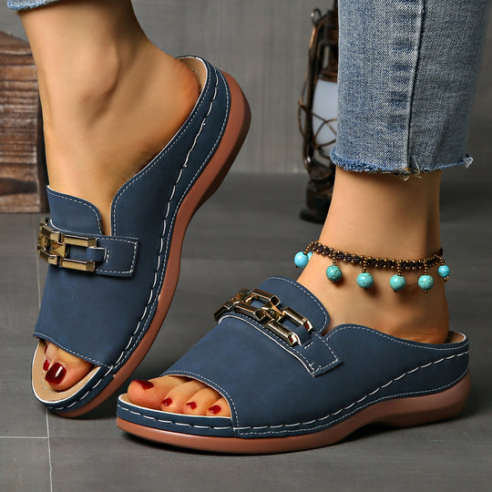 Damen offene Clogs mit dekorativem Metallakzent R&B