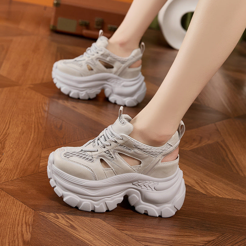 Damen Sneakers mit luftiger Mesh-Oberfläche und extragroßer Plattform