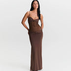 Damen Elegantes Maxikleid mit raffinierten Knotendetails und durchscheinendem Obermaterial R&B