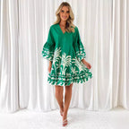 Damen Freizeitkleid mit voluminösen Ärmeln und floralem Druck R&B