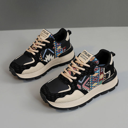 Damen Sportliche Sneakers mit farbenfrohem Ethno-Muster und rutschfester Sohle R&B