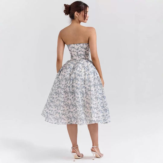 Damen Ballkleid mit herzförmigem Ausschnitt und floralem Print R&B