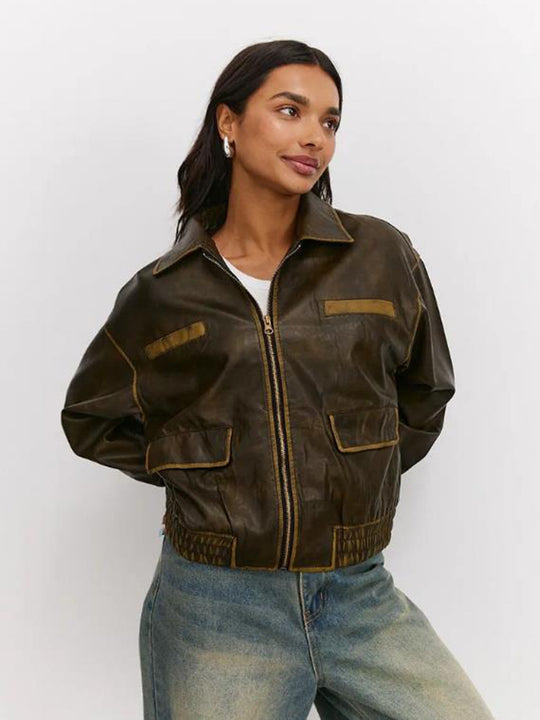 Damen modische jacke mit praktischen Taschen und elastischem Saum R&B