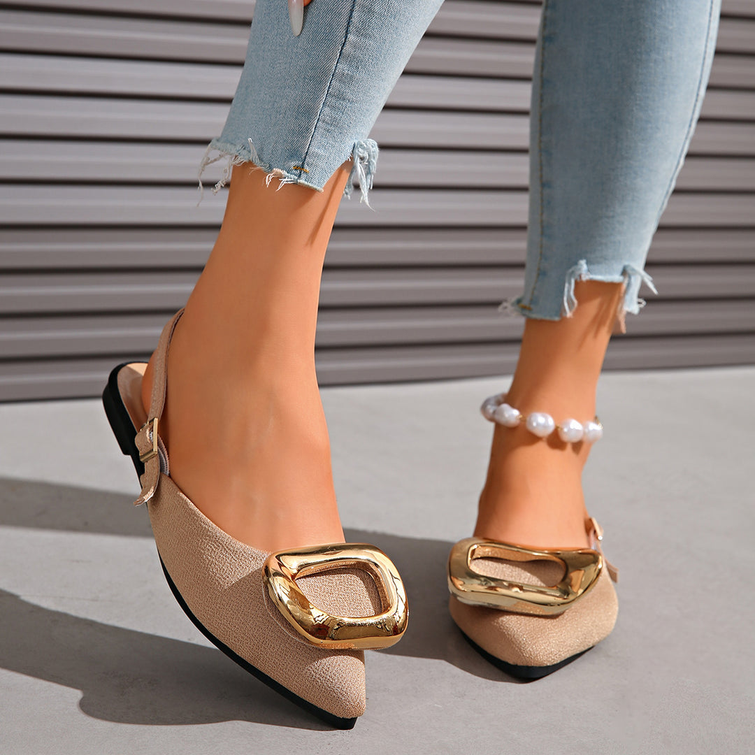 Damen Slingback-Ballerinas mit Herz- und Quadratschnalle R&B