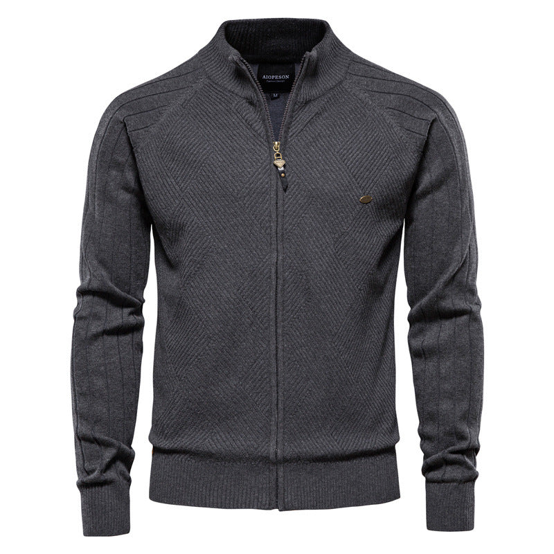 Herren Strickjacke mit Stehkragen R&B
