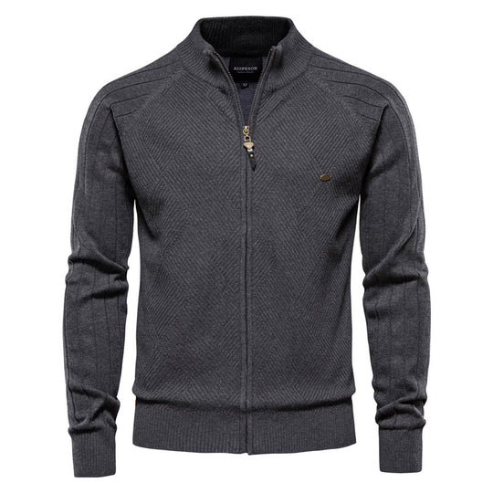 Herren Strickjacke mit Stehkragen R&B