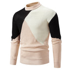 Herren modischer Rollkragenpullover mit grafischem Farbblockdesign R&B