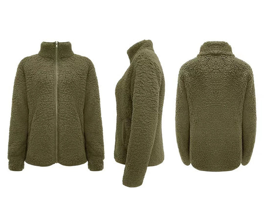 Damen Fleecejacke mit hohem Kragen und seitlichen Reißverschlusstaschen R&B