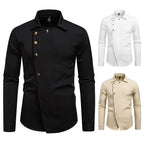 Herren elegantes Hemd mit asymmetrischem Knopfdesign R&B