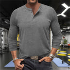 Herren Langarm-Henley-Shirt aus atmungsaktiver Baumwollmischung R&B