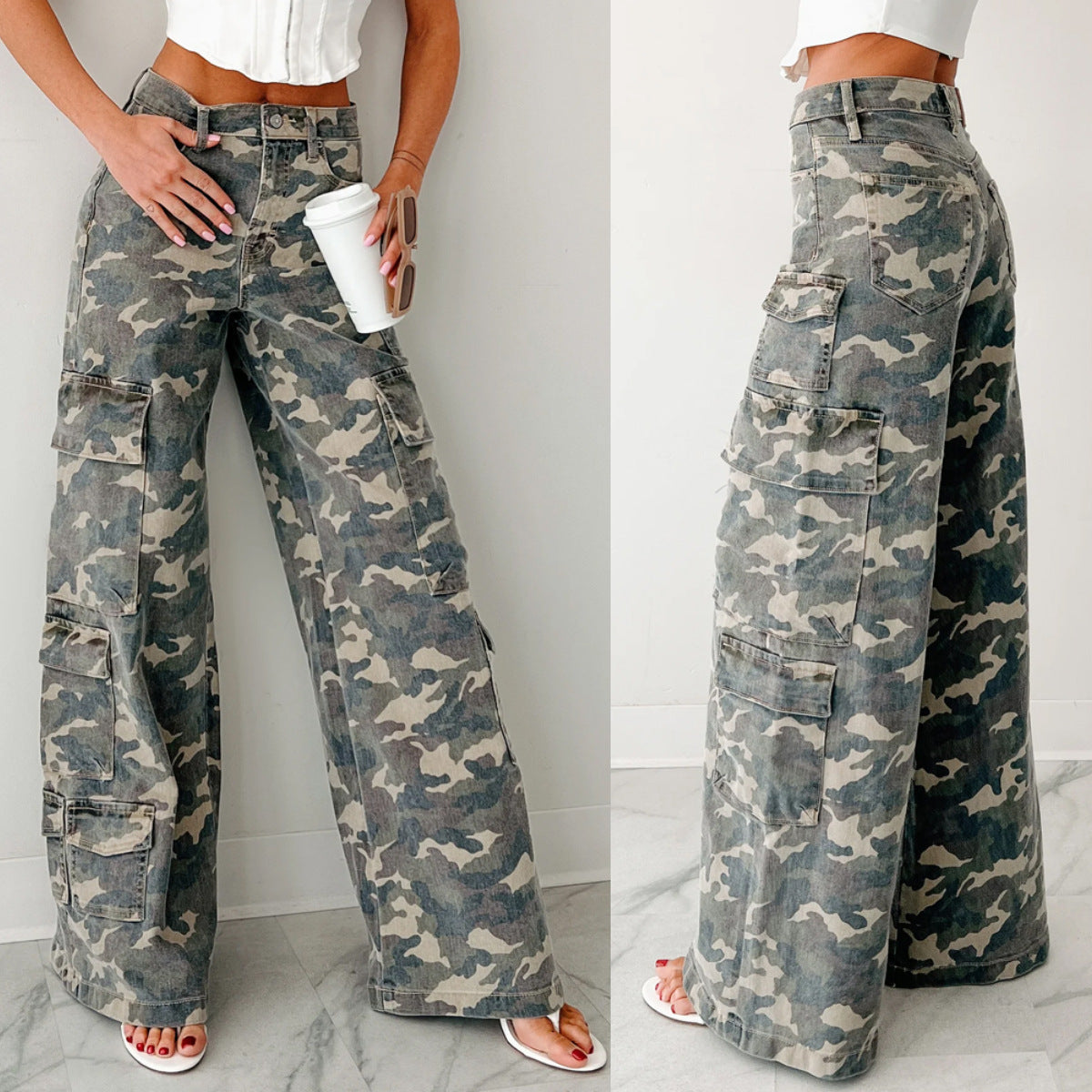 Damen Cargo-Hose mit weitem Schnitt und praktischen Taschen R&B