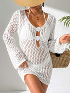 Damen Häkelstrandsarong mit Blütenverzierung R&B