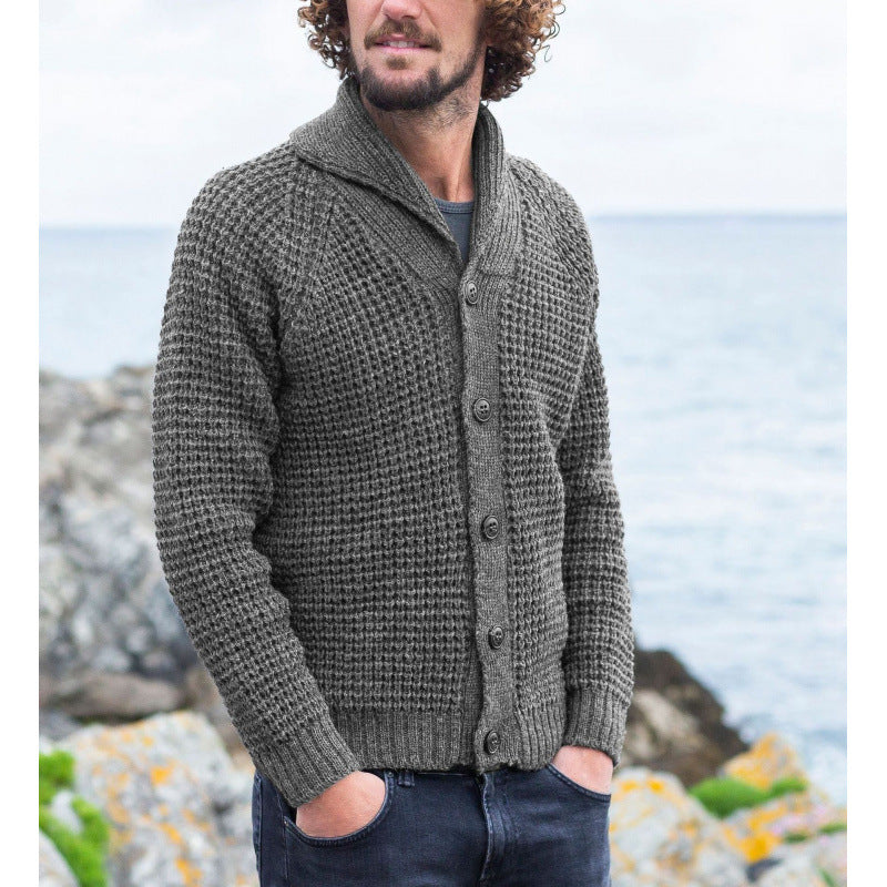 Herren Strickjacke mit feinem Strukturdesign und praktischen Knöpfen R&B
