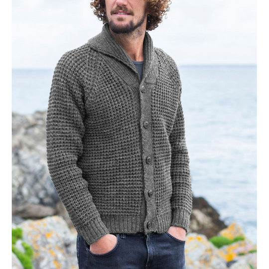 Herren Strickjacke mit feinem Strukturdesign und praktischen Knöpfen R&B
