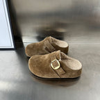 Damen Gepolsterte Wildleder-Clogs mit praktischer Schnallenverzierung R&B