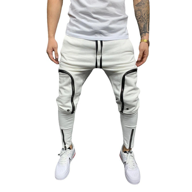 Herren Sportliche Jogginghose mit stylischen Reißverschlüssen und körpernahem Schnitt R&B
