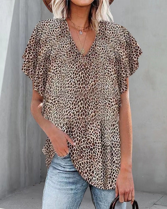 Damen nan relaxed-fit Blusentunika mit V-Ausschnitt, Lagenärmeln und schmeichelnder Saumlinie R&B