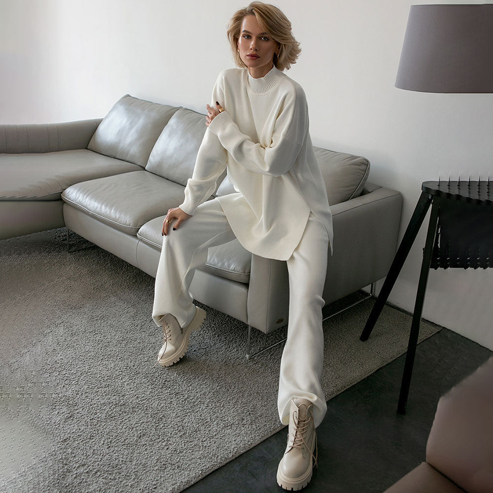 Damen komfortables Strick-Ensemble mit weitem Schnitt R&B
