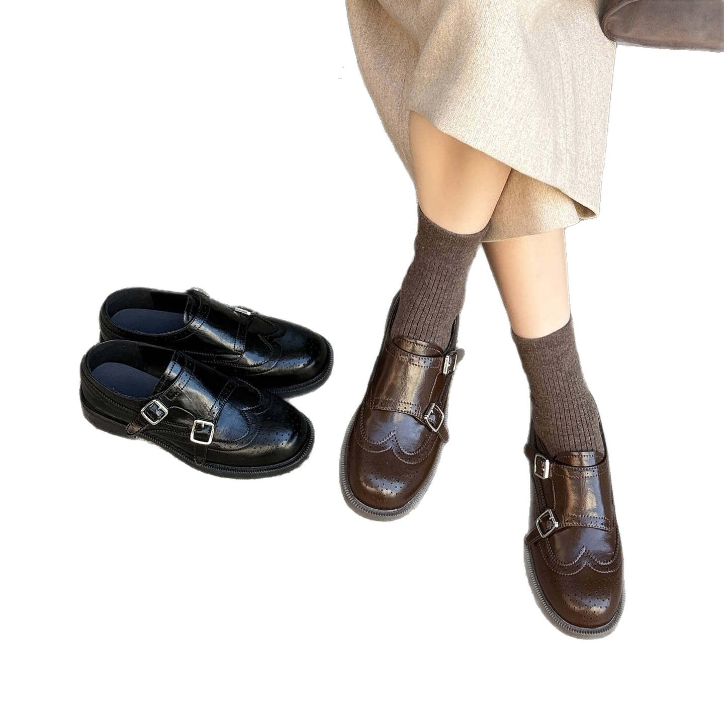 Damen stilvolle Slipper mit modischer Schnallenverzierung R&B