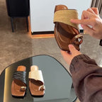Damen Riemensandalen mit eleganter Bast-Optik und modischem Design