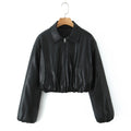 Damen Kunstleder Bikerjacke im lässigen Cropped-Design R&B