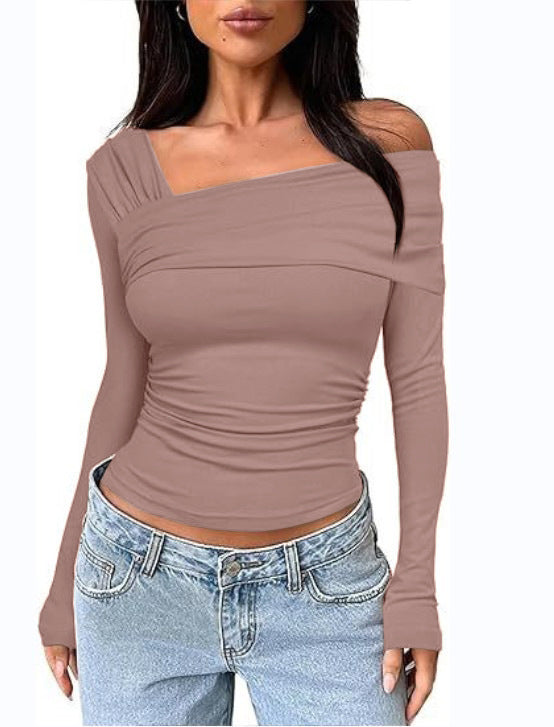 Damen Wickelshirt mit asymmetrischem Ausschnitt und raffiniertem Stretch R&B