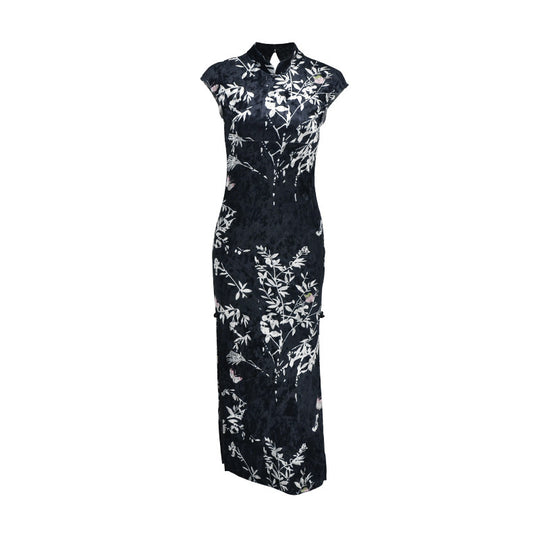 Damen Elegantes Maxikleid mit floralem Druck und Stehkragen R&B