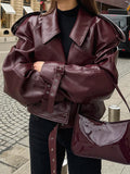 Damen Kunstlederjacke im Oversized-Design mit Riemen und neuen Details R&B