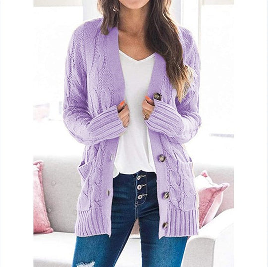 Damen Strickjacke mit dekorativen Zopfmuster und praktischen Taschen R&B