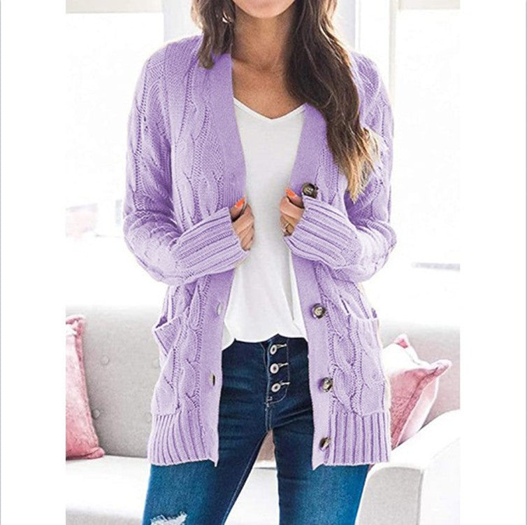 Damen Strickjacke mit grobem Zopfdesign und praktischen Taschen R&B