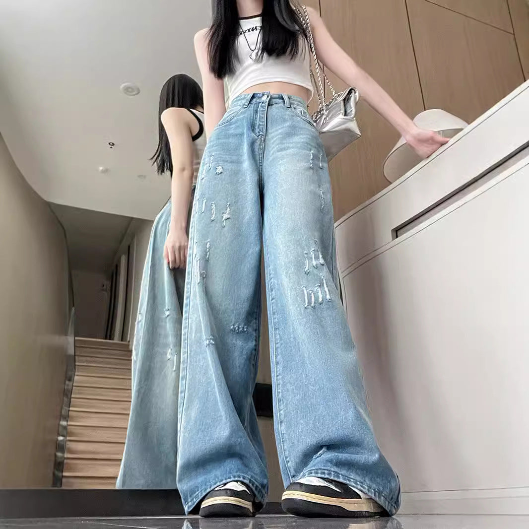 Damen Weite Bootcut-Jeans mit modischem Destroyed-Effekt R&B